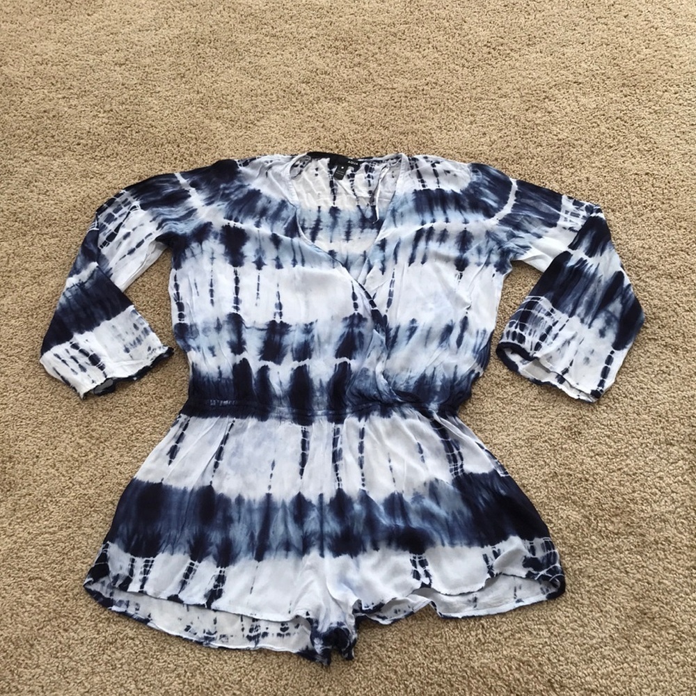 AQUA size L blue multi tie dye romper